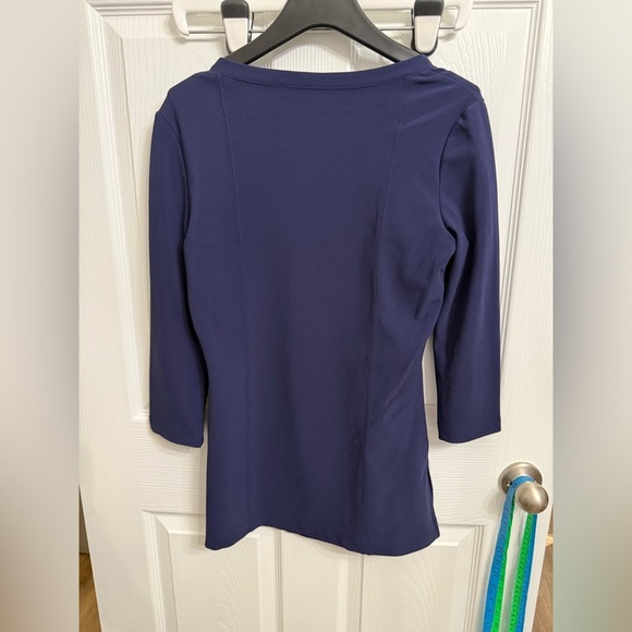 Boston Proper Square Neck Tunic 3/4 Top Stretch Navy Blue Small Beyond Travel - Picture 3 of 4
